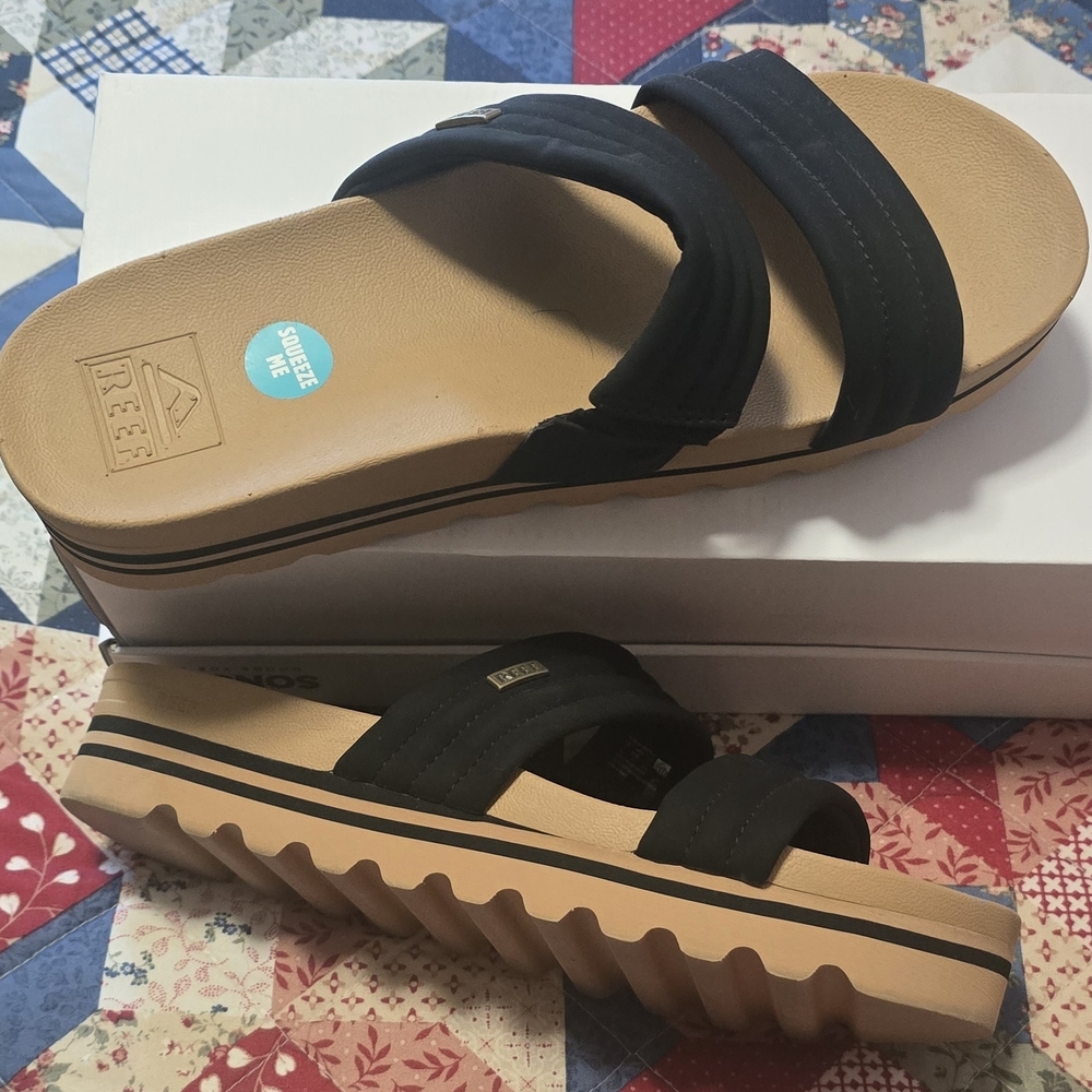 Reef Black and Tan Comfort Sandals